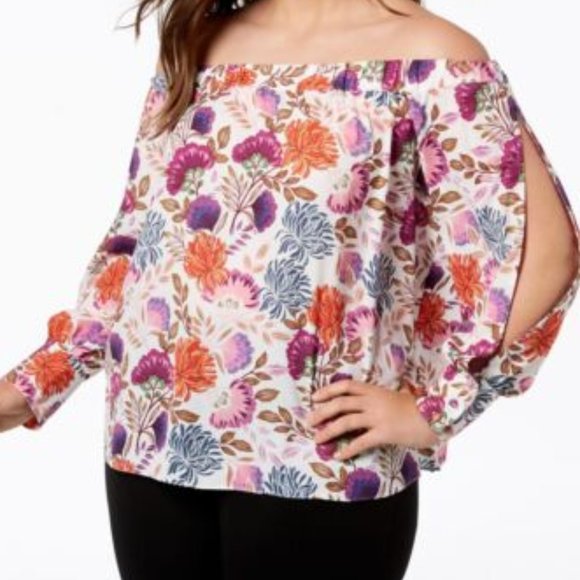 INC Women's Plus Off the Shoulder Split Sleeve Floral Top - Sz 2X - NEW w/ TAGS - Picture 1 of 5